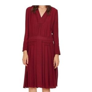 Tory Burch Elegant Burgundy Pleated Dress